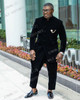 2020 Men Black Double Breasted Wedding Groom Suit With Pants Tuxedo For Men Wedding Suits Prom Best Man Suit (Jacket+Pants+Bow)