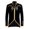 PYJTRL British Style Palace Prince Fashion Black Velvet Gold Embroidery Blazer Wedding Groom Slim Fit Suit Jacket Singers Coat