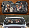 Family Dobermans Driving 3D Print Car Windshield Auto Sunshade