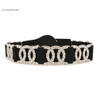 Charmian Deluxe Rhinestone Elastic Waist Cincher Belt with Golden Alloy Buckle Waist Belt