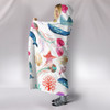 Watercolor Ocean Hooded Blanket with Whales and Fish