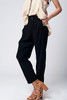 Black Wide Leg Trousers With Waist Detail