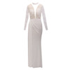 Feitong Elegant Wedding White Dress For Women 2020 Sexy Deep V Neck Long Sleeve Vestido Party Long Maxi Dress Robe Longue Femme