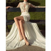 Feitong Elegant Wedding White Dress For Women 2020 Sexy Deep V Neck Long Sleeve Vestido Party Long Maxi Dress Robe Longue Femme