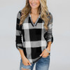 Women Plaid Shirt Womens Tops And Blosues Ladies Office Working Long Sleeve V Neck Blouse Loose Tops Blusas Mujer De Moda 2020