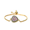 Exquisite Triangle Colorful Zircon Bracelet Adjustable Metal Cuff Chain