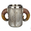 Stainless Steel Double Ram Horned Skull Mug for Office Coffee Water Tea Drinking