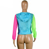 Sheer Fluorsecent Color Block Windbreaker Jacket