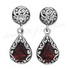 Handmade Vintage Style Silver & Garnet Drop Earrings