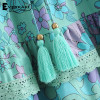 Floral Print Tassels Sashes Elastic Waist Vintage Boho Bohemian Skirts