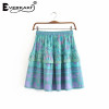 Floral Print Tassels Sashes Elastic Waist Vintage Boho Bohemian Skirts