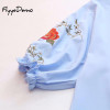 Floral Embroidery Short Sleeve O-neck Bohemian Blouse Shirts
