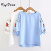 Floral Embroidery Short Sleeve O-neck Bohemian Blouse Shirts
