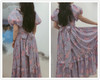 Floral Print Chic Silk Imitation Bow Sashes Boho Bohemian Dress