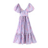 Floral Print Chic Silk Imitation Bow Sashes Boho Bohemian Dress