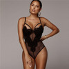 strappy mesh lace transparent slim one piece caged sheer plunge bodysuits