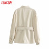 white thin with Belt button pocket long sleeve turn down collar denim jackets
