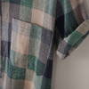 Cotton Linen Plaid Stand Collar Short Sleeve Shirts