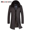Wool Thick Long Fur Collar Soft Blends Breasted Button Coats