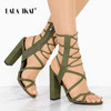 Flock Sandals Square Heels