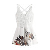 Casual Sleeveless Strap Printing Lace Elegant Romper