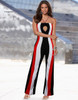 Vintage bohemian floral print Sexy spaghetti strap sash jumpsuit