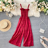 Sexy slim Button Spaghetti Strap Full Length Jumpsuit