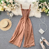 Sexy slim Button Spaghetti Strap Full Length Jumpsuit