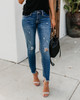 Stretch Ripped Distressed Skinny High Waist Shredded Jeans