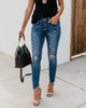 Stretch Ripped Distressed Skinny High Waist Shredded Jeans