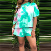 Tie Dye Print Casual Vintage Two Piece Boho Bohemian Shorts