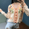 floral embroidery long sleeve knitted short Boho Bohemian Sweaters