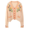 floral embroidery long sleeve knitted short Boho Bohemian Sweaters