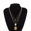 Punk Multi Layered Rose Collar Imitation Pearls Square Flower Chain Necklaces