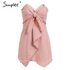 Sexy off shoulder Elegant tassel bow embroidery cotton linen romper