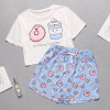 Cute Cartoon Print Short Set Pajamas Short Sleeve T Shirts Shorts Sleepwear