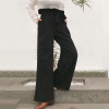 Belt Wide Leg High Waist Ruffles Long Pants
