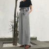Belt Wide Leg High Waist Ruffles Long Pants
