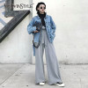 Belt Wide Leg High Waist Ruffles Long Pants
