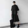 High Elastic Waist Black Pocket Split Temperament  Half-body Skirt