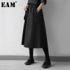 High Elastic Waist Black Pocket Split Temperament  Half-body Skirt
