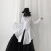 Black Asymmetrical Long Lapel Long Sleeve Loose Fit Shirt Blouse Black Asymmetrical Long Lapel Long Sleeve Loose Fit Shirt Blouse