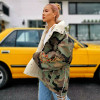 Embroidery Hit Color Lapel Collar Long Sleeve Loose Jacket