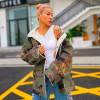 Embroidery Hit Color Lapel Collar Long Sleeve Loose Jacket