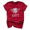 Cotton Round Neck Bee Print Short Sleeve Casual Multicolor T-shirts Cotton Round Neck Bee Print Short Sleeve Casual Multicolor T-shirts