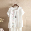 Floral Embroidered Short Sleeves boho Blouses