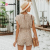 bow sleeveless wide leg rompers