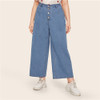 Button Fly Wide Leg Jeans