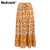Floral Print Lace Up Yellow Sexy Bottom Retro Boho Bohemian Skirts