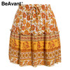 Floral Print Lace Up Yellow Sexy Bottom Retro Boho Bohemian Skirts